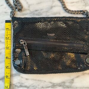 EUC Hammitt black snakeskin leather cross-body purse
